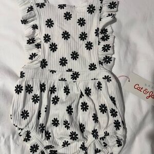 Cat & Jack Baby Romper with Black Floral Design